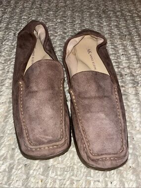 Anne Klein Brown Suede Slip-On Loafers for Men
